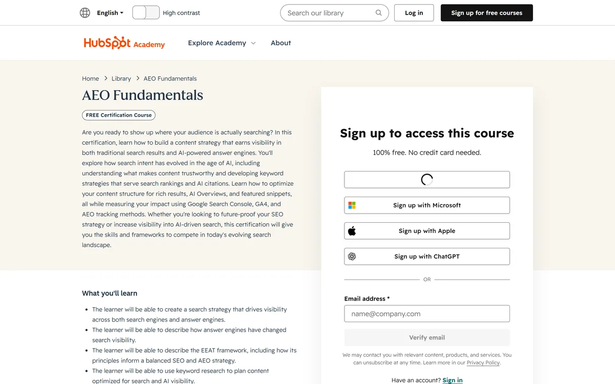 hubspot academy aeo fundamentals