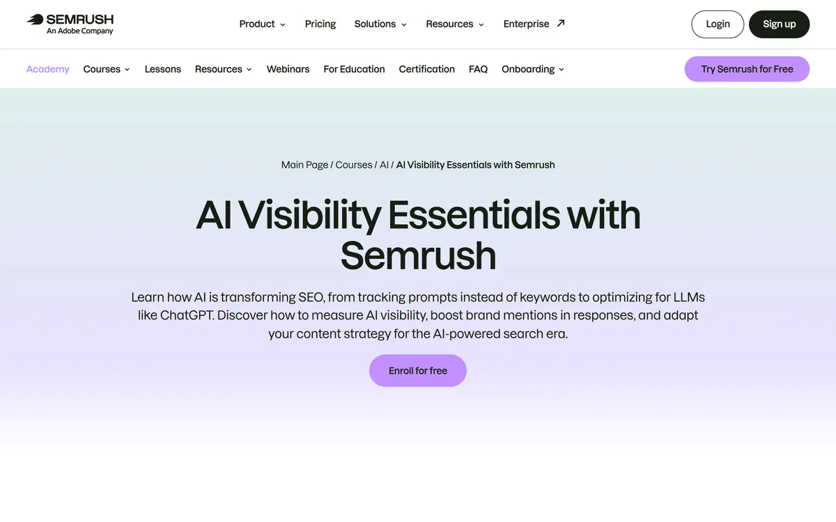 semrush academy ai visibility essentials